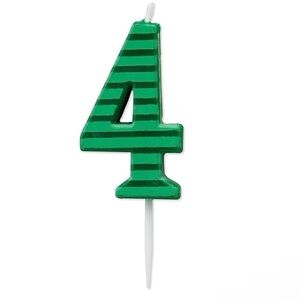 Papyrus Number 4 Birthday Candle, Green Stripes (1-Count)